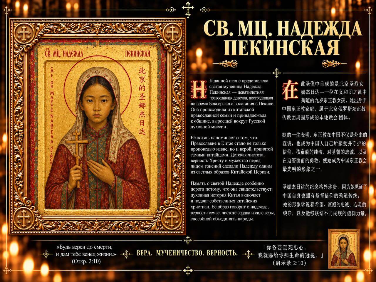 Святая мученица Надежда Пекинская — православный образ