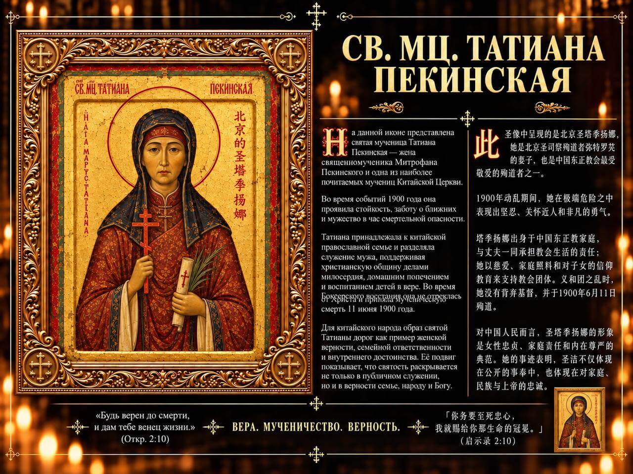 Святая мученица Татиана Пекинская — православный образ